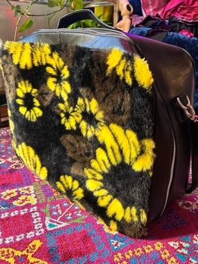 dELiA*s Black weekender Bag with faux fur daisy front